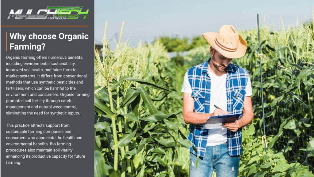 Why choose Organic Farming A man wearing a hat and holding a clipboard while standing in an organic farm.